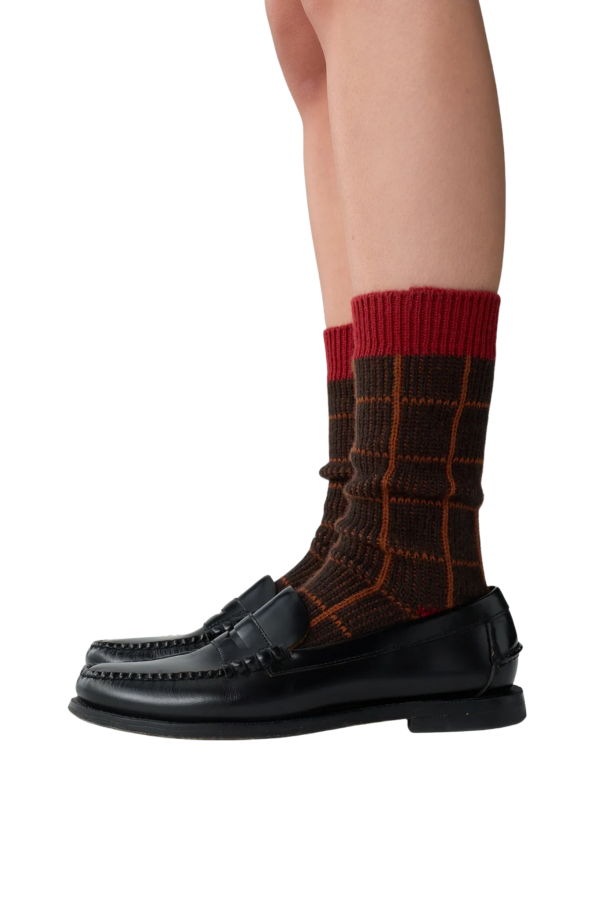 Guest in Residence The Checker Soft Sock - Burnt Cocoa Combo