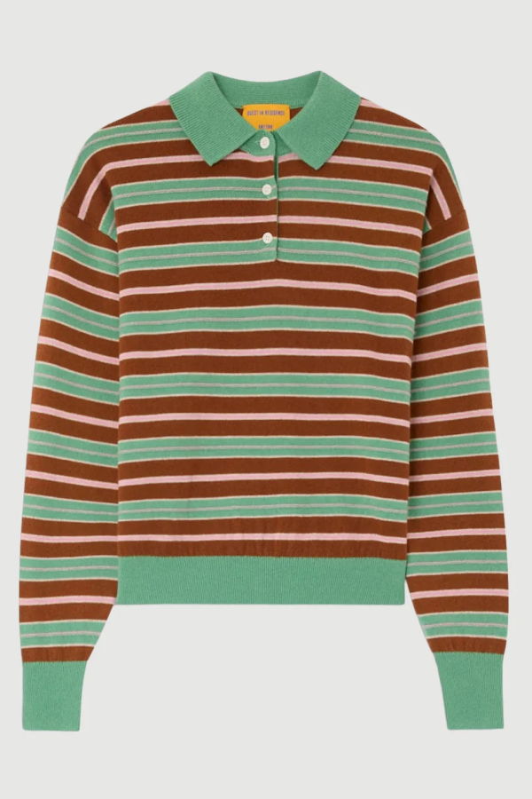 Guest in Residence Collegiate Stripe Polo Highland Combo - Green