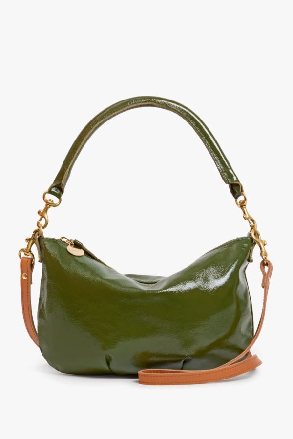 Clare V. Petit Moyen Messenger Crinkle Patent Handbag