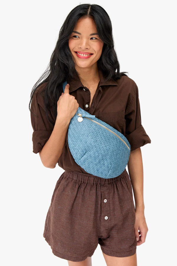 Clare V. Grande Fanny Woven Zig Zag Handbag
