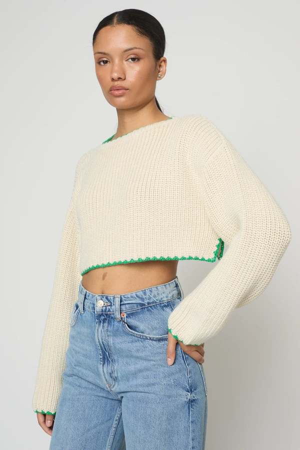 Atelier Delphine Aries Top - Ivory/Green
