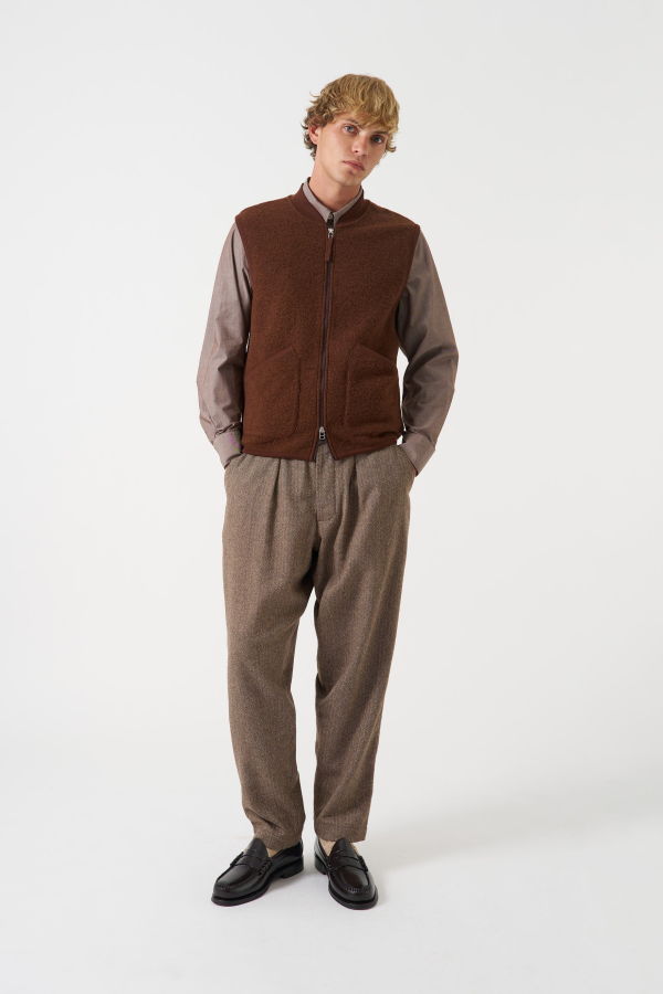 Universal Works Pleated Track Pant Wool Herringbone