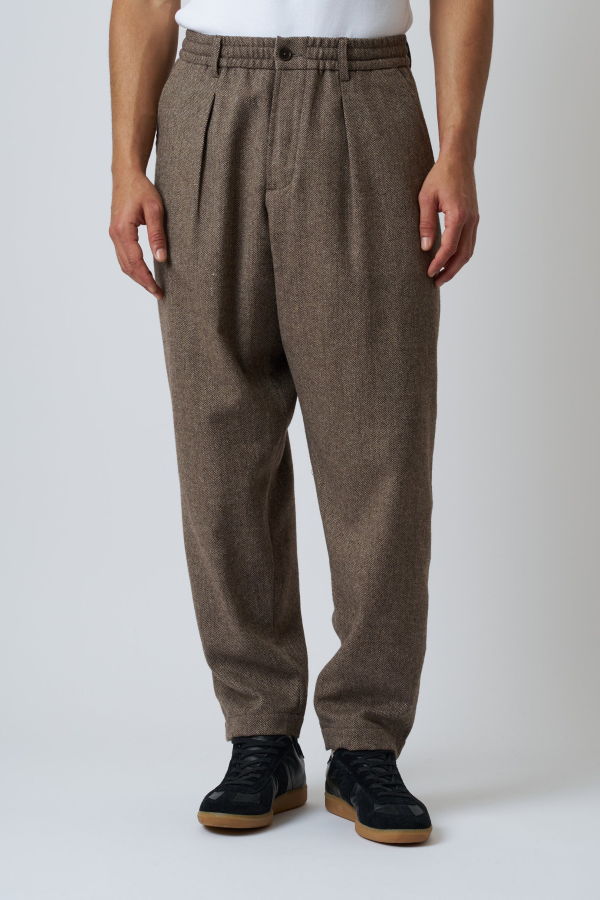Universal Works Pleated Track Pant Wool Herringbone