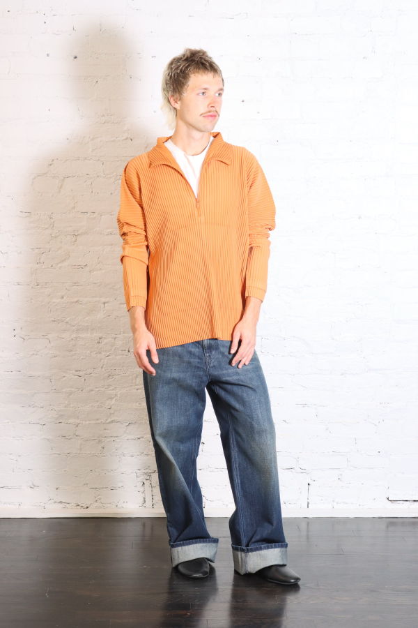 HOMME PLISSE ISSEY MIYAKE March Monthly Colors Quarter-Zip Top - Manarola Brick Brown