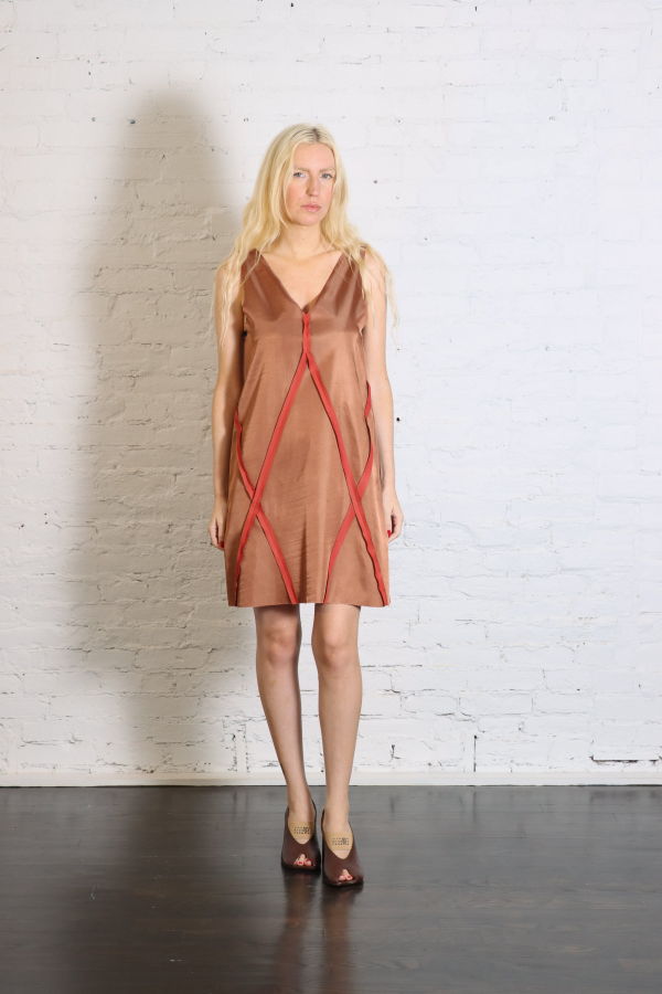 Maison Margiela Satin Seamed Sleeveless Mini Dress