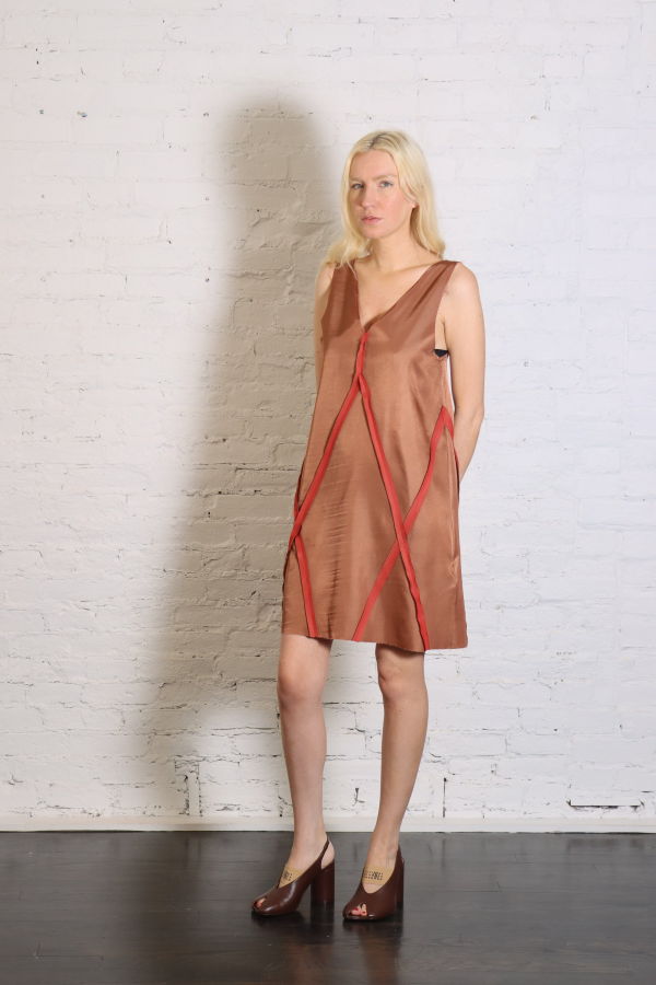 Maison Margiela Satin Seamed Sleeveless Mini Dress