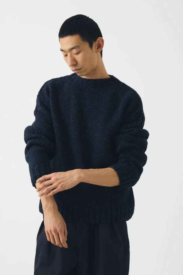 TOAST Finn Donegal Sweater - Navy