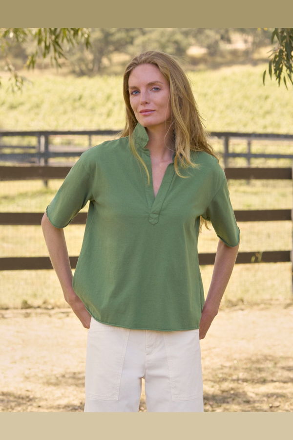 Frank & Eileen Patty SS Popover Henley Top - Nori