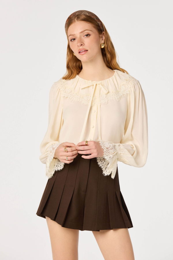 ASTR The Label Emberly Lace Trim Blouse