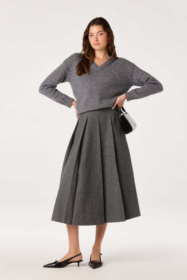 ASTR The Label Kelsie Pleated Midi Skirt
