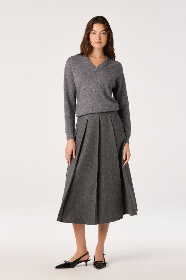 ASTR The Label Kelsie Pleated Midi Skirt