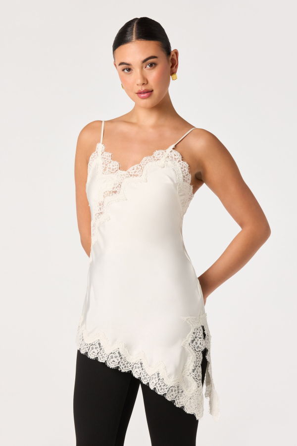 ASTR The Label Laura Lace Trim Asymmetric Top