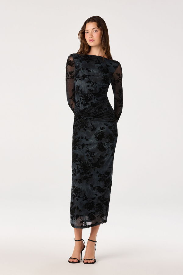 ASTR The Label Syriah Burnout Mesh Dress