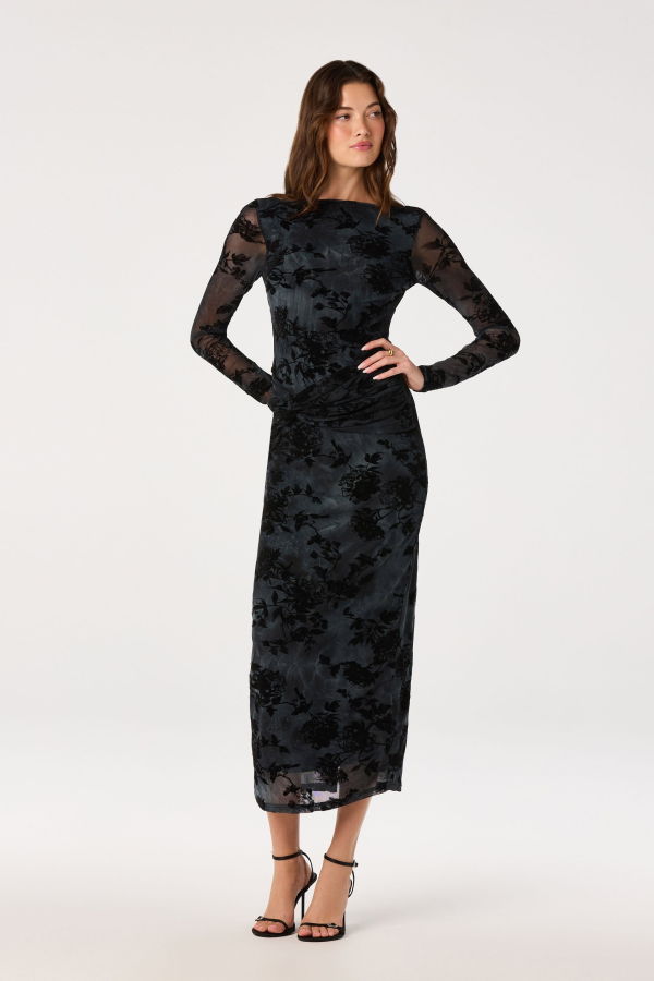 ASTR The Label Syriah Burnout Mesh Dress