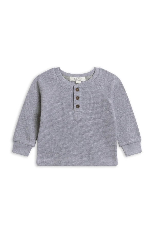 KIDS Colored Organics Jones Waffle Knit Henley Raglan Shirt