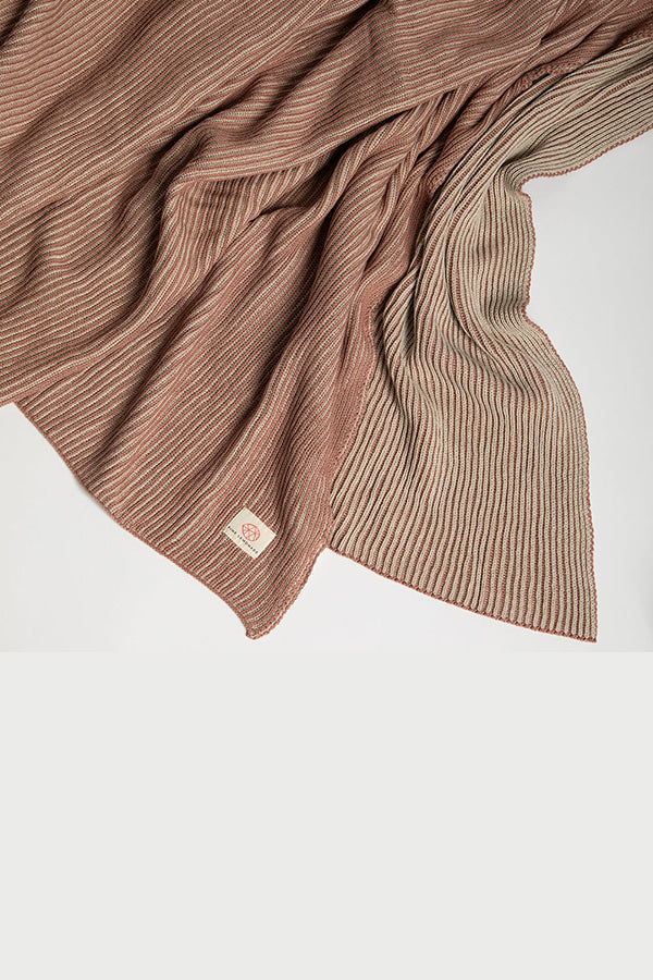 Pink Lemonade Ribbed Organic Cotton Knit Throw Blanket