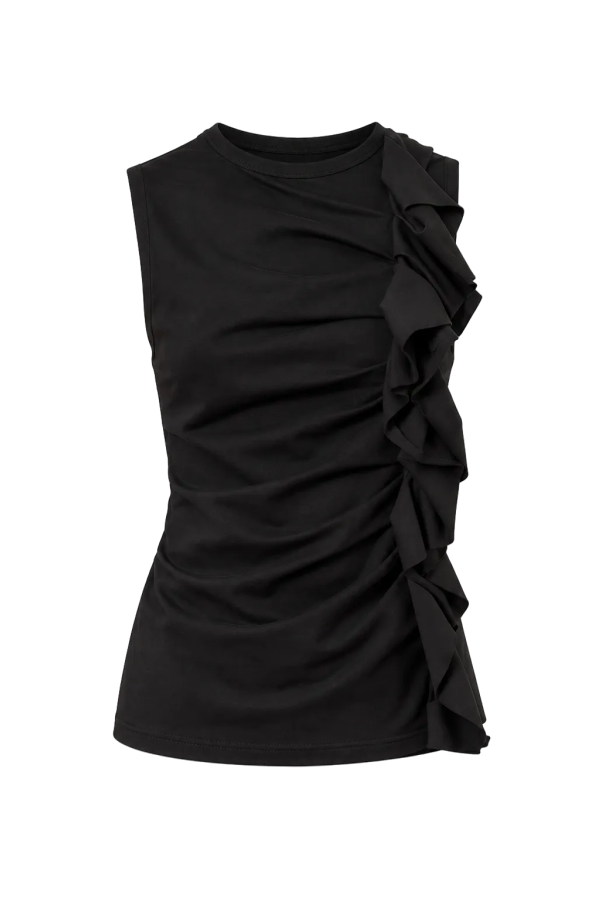 Ulla Johnson Clio Ruched Ruffle Top - Noir