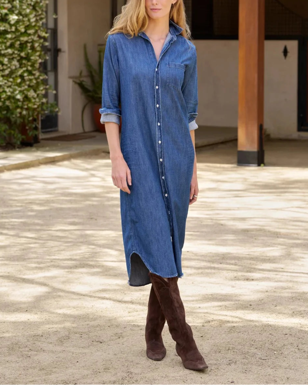 Frank & Eileen Rory Shirtdress - Dark Wash Denim - Image 2 of 5