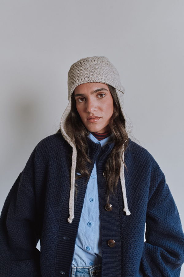 L'ENVERS Geronimo Ear Flap Beanie in Merino Wool - Beige