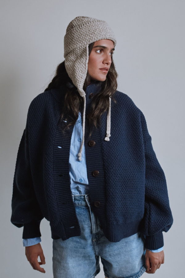 L'ENVERS Geronimo Ear Flap Beanie in Merino Wool - Beige