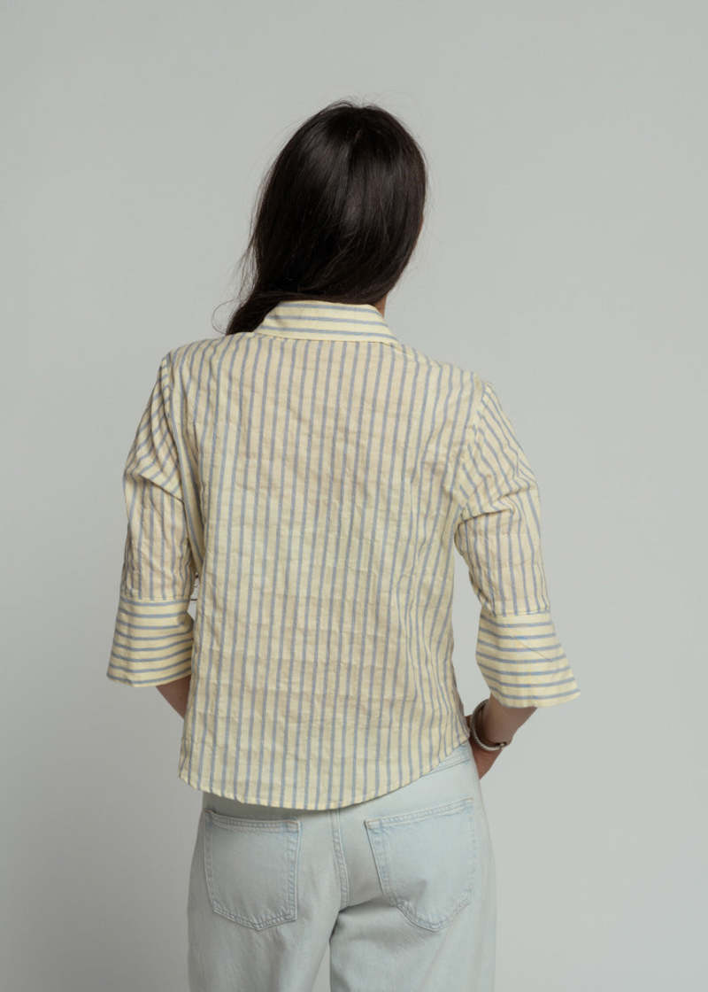 Mona Thalheimer Crinkle Camille Shirt - Yellow/Blue