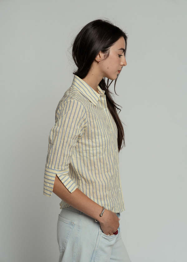 Mona Thalheimer Crinkle Camille Shirt - Yellow/Blue