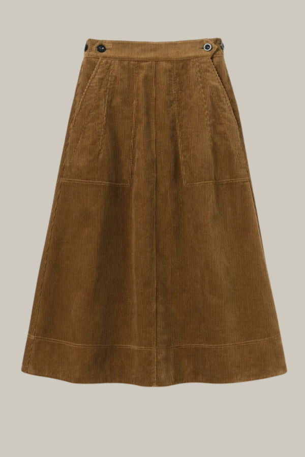 TOAST Organic Cord A-Line Skirt - Golden Amber Goam
