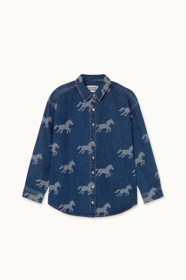 TINY BIG SISTER Horses Embroidery Denim Shirt
