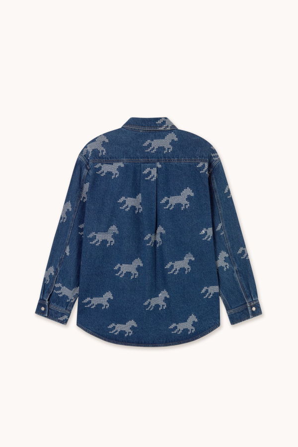 TINY BIG SISTER Horses Embroidery Denim Shirt