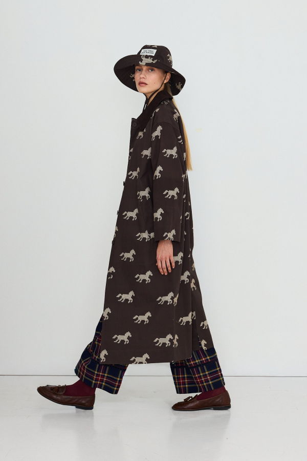 TINY BIG SISTER Horses Trench Coat