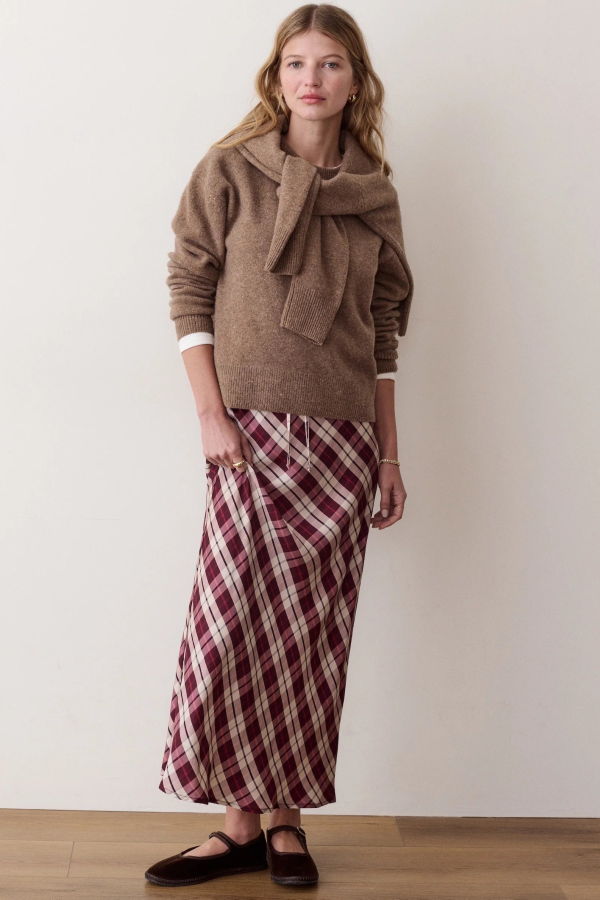 Marine Layer Silvia Maxi Skirt - Warm Plaid