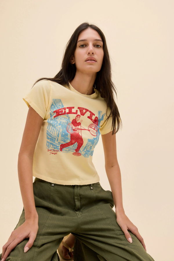 Daydreamer Sun Records X Elvis Good Rockin Vintage Tee - Sheer Yellow
