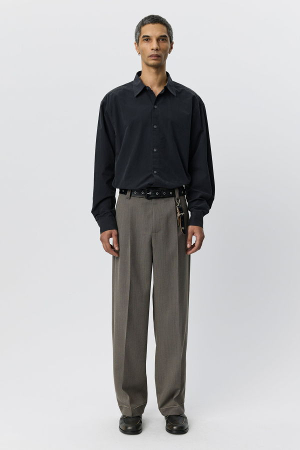 mfpen Patch Trousers - Taupe Wool Twill
