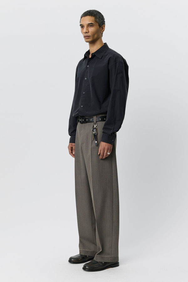 mfpen Patch Trousers - Taupe Wool Twill