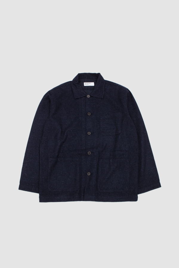 Universal Works Bakers Overshirt Bobby Wool Mix - Navy Check