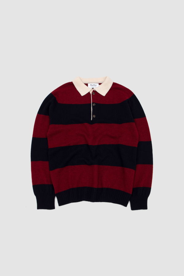 Harley of Scotland Eton Collar Block Stripe Sweater