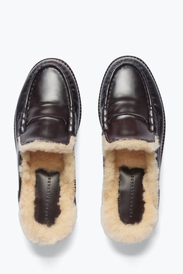 Freda Salvador Temi Shearling Penny Loafer - Espresso