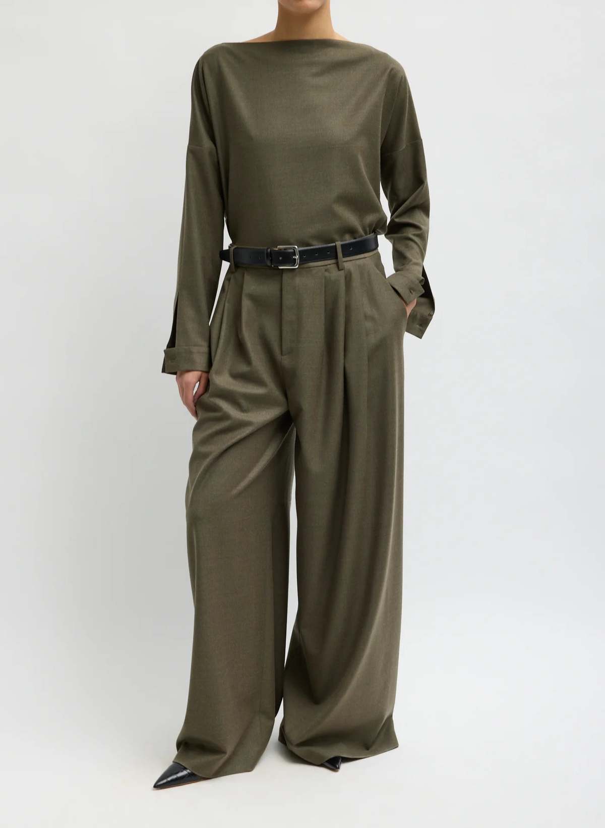 Tibi Cozy Flannel Triple Pleat Pant - Image 1 of 5