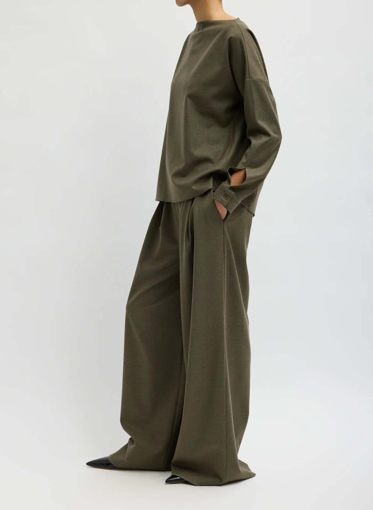Tibi Cozy Flannel Triple Pleat Pant - Image 2 of 5