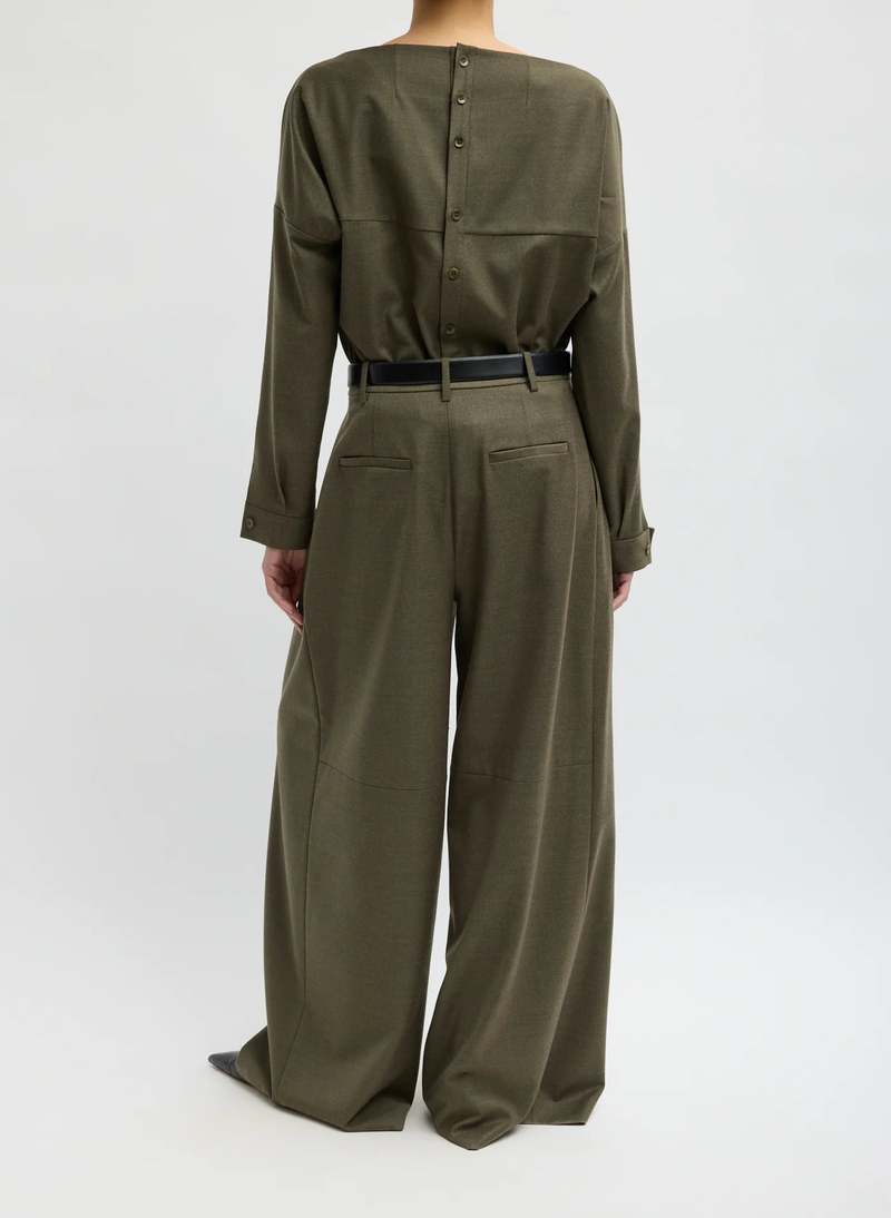 Tibi Cozy Flannel Triple Pleat Pant