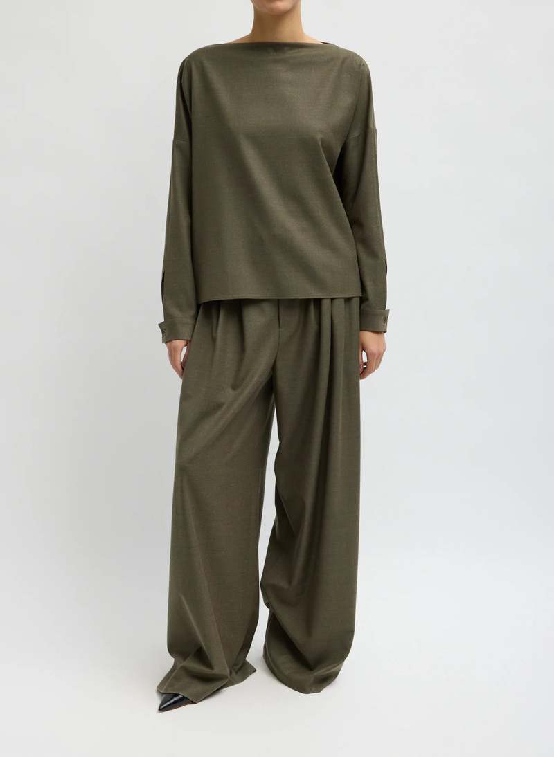 Tibi Cozy Flannel Triple Pleat Pant