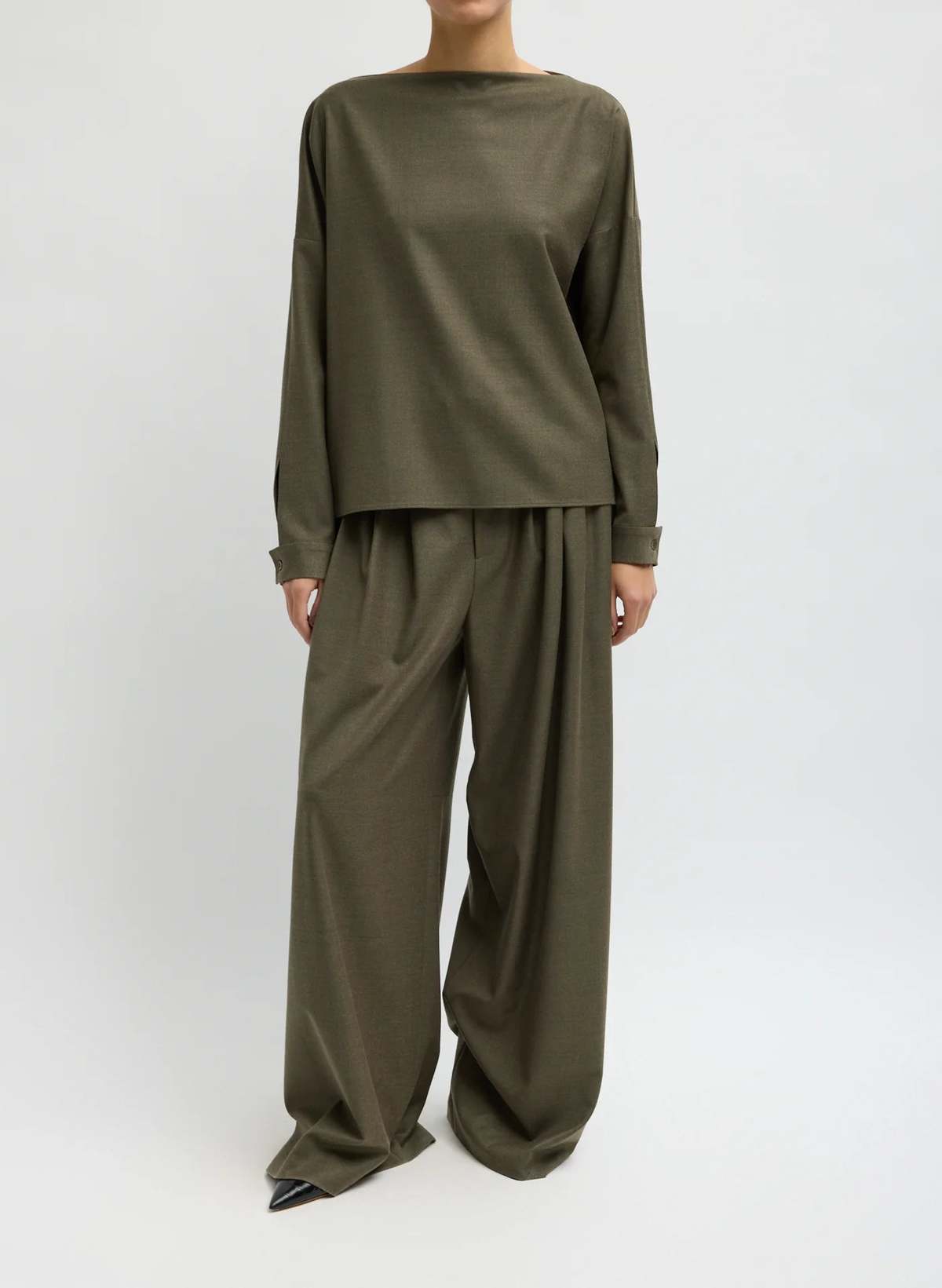 Tibi Cozy Flannel Triple Pleat Pant - Image 4 of 5