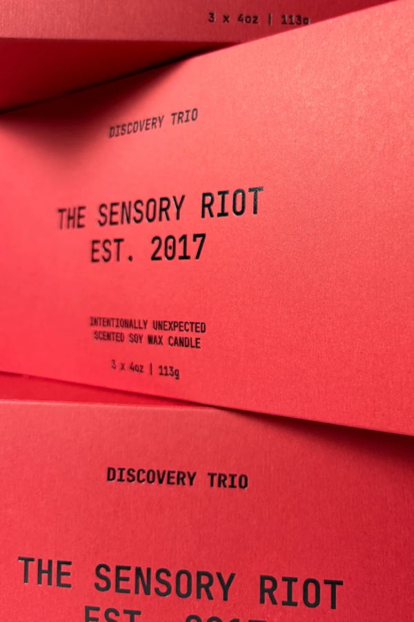 The Sensory Riot Smoky + Ceremonial Discovery Trio Candle Set