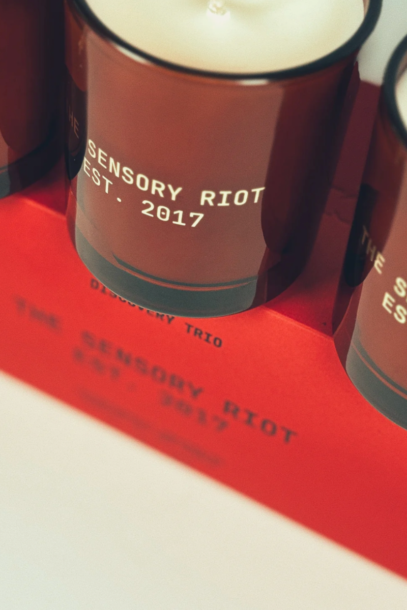 The Sensory Riot Smoky + Ceremonial Discovery Trio Candle Set