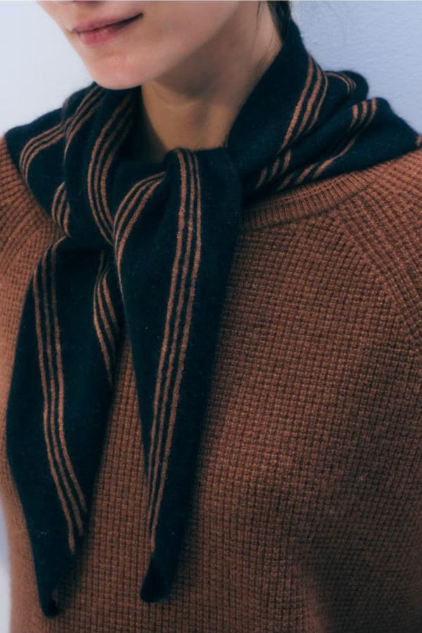 White + Warren Cashmere Striped Neckerchief