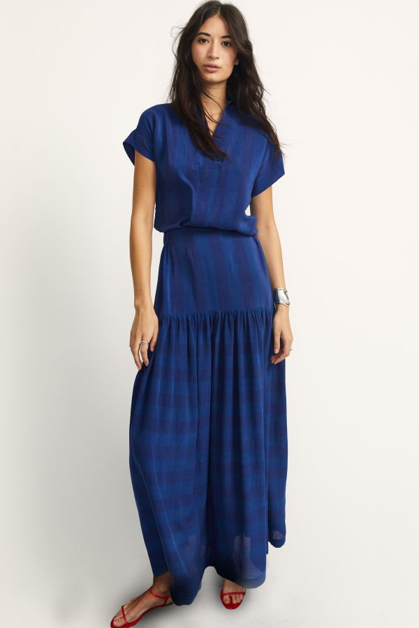 LWN Talis Skirt - Lake Shadow Stripe Silk