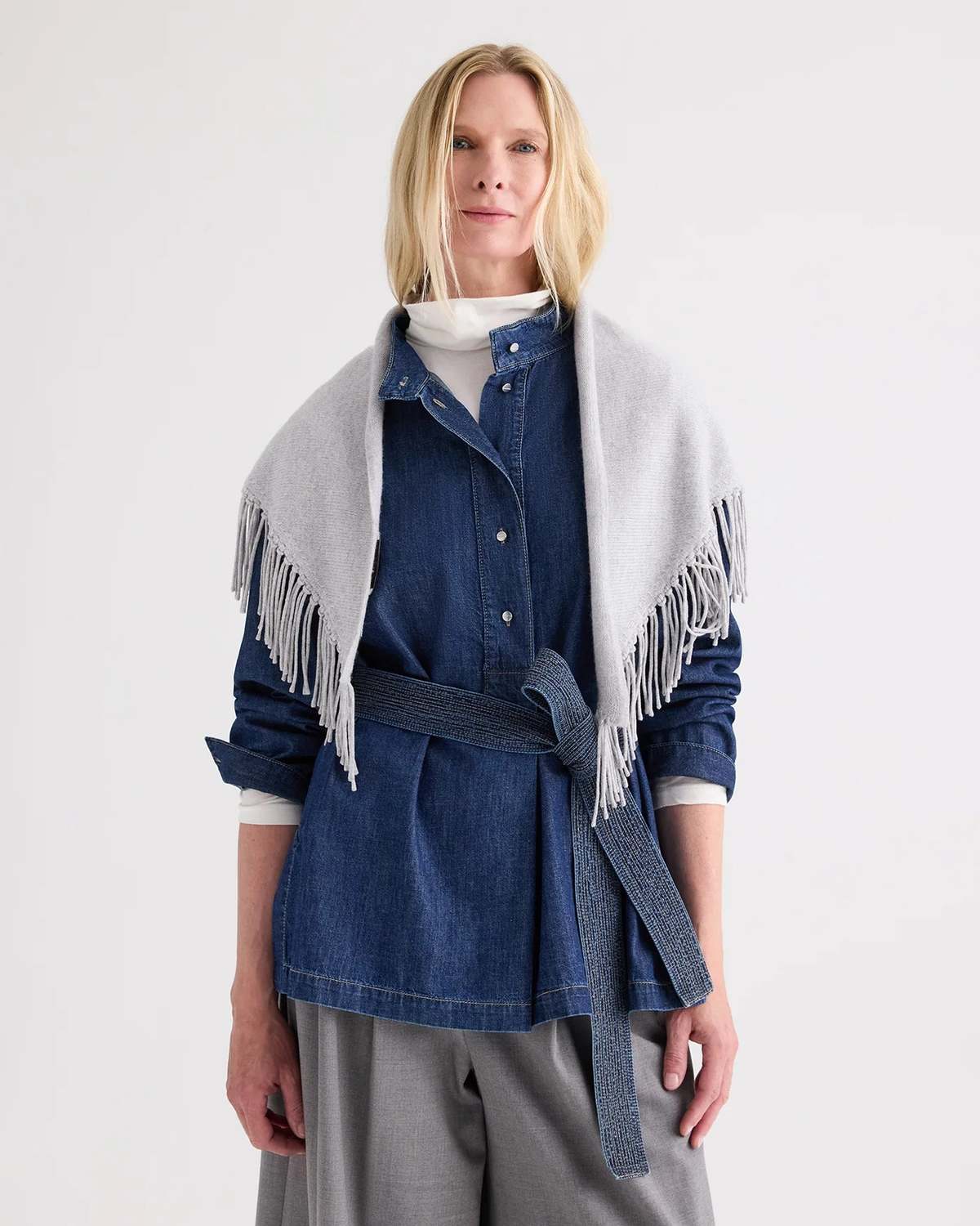 TWP Fringe Triangle Scarf - Image 3 of 4