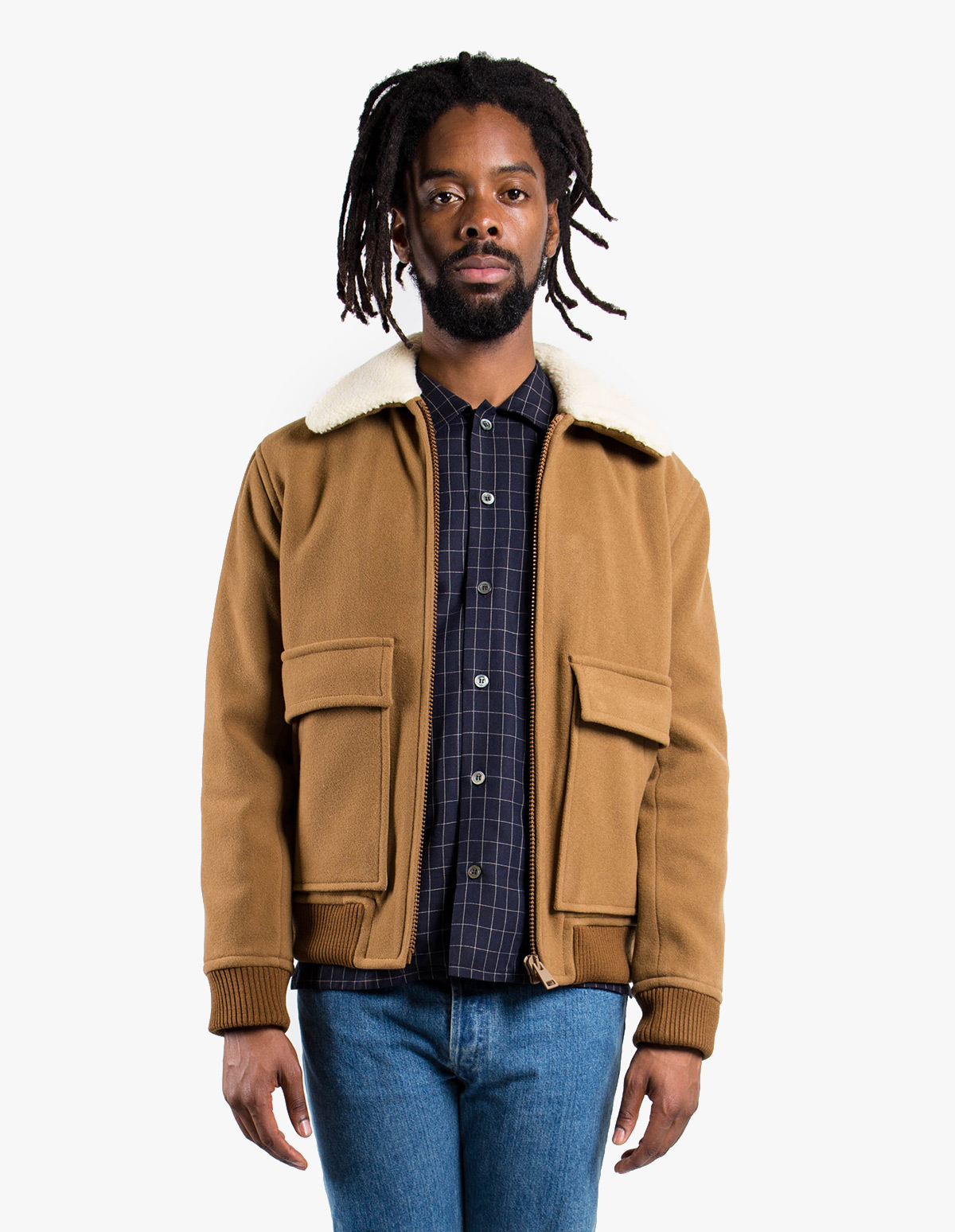 A.P.C アーペーセー BLOUSON BRONZE WOALE フェイクムートン ジップ