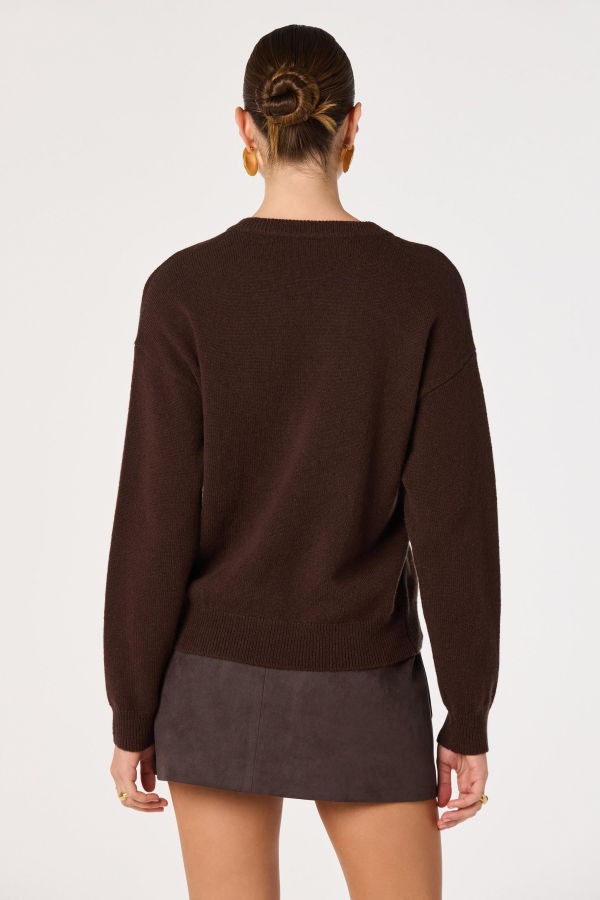 ASTR The Label Brown V-Neck Bowie Sweater