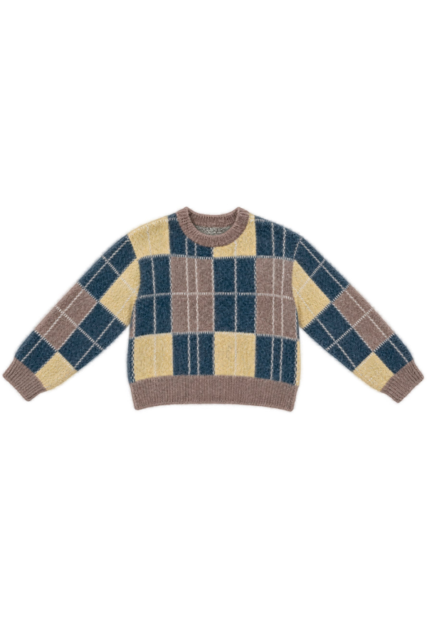 Ali Golden Boxy Plaid Pullover Sweater